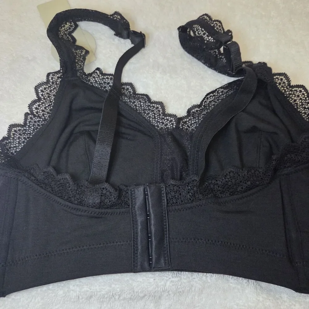 NWT Parfait Dalis P5641 Women's Full Busted Curvy Wire Free Bralette Black 34H - Picture 3 of 6